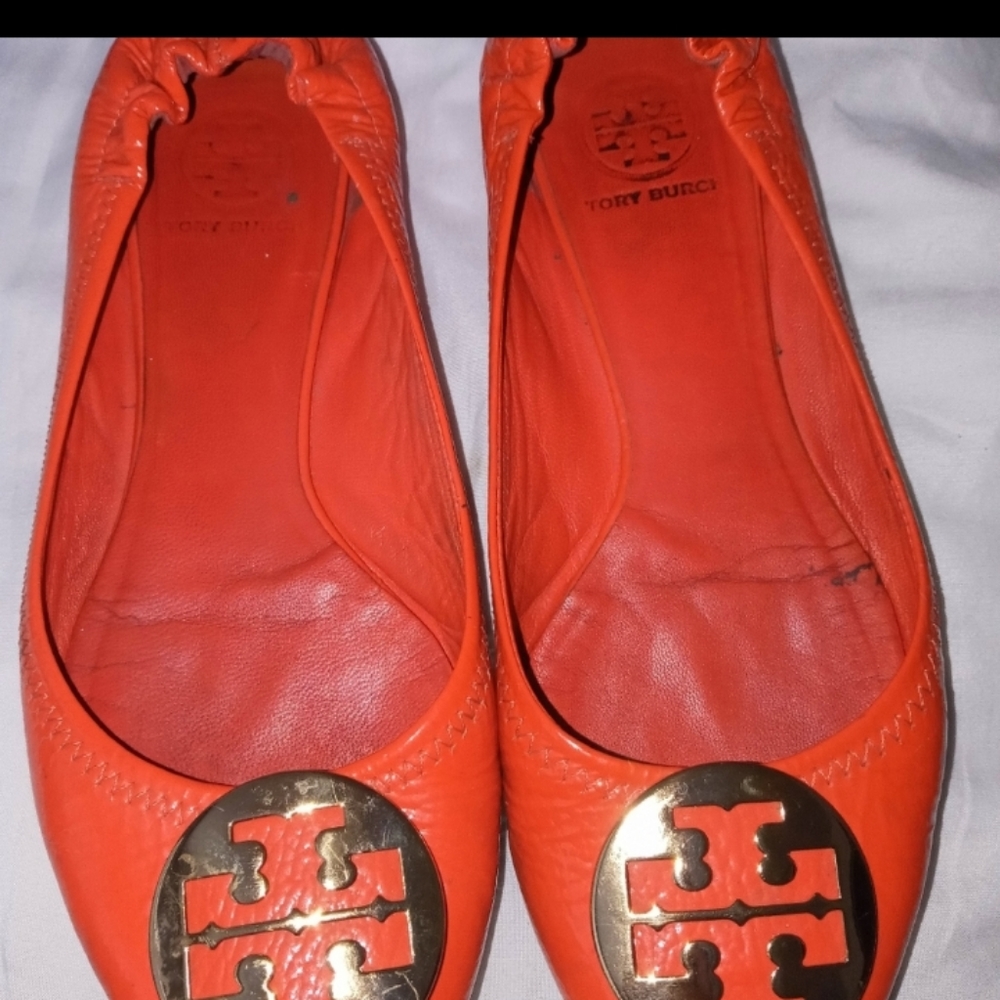Tory Burch Orange Ballet Flats 8.5